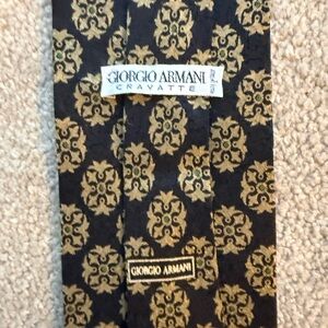 Giorgio Armani Black and Gold Silk Tie
